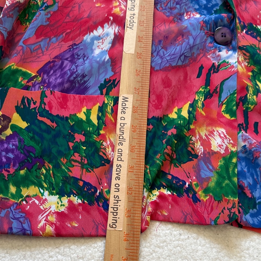 Roaman's vintage Colorful Abstract Blazer women’s 26 multicolor Floral boho - Picture 5 of 7